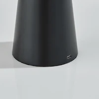 Metal Cordless Lamp with White Ribbed Shade