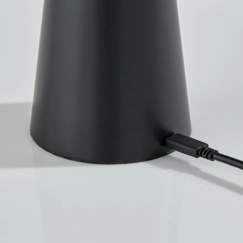 Metal Cordless Lamp with White Ribbed Shade