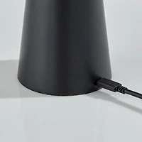 Metal Cordless Lamp with White Ribbed Shade