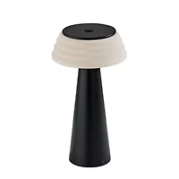 Metal Cordless Lamp with White Ribbed Shade