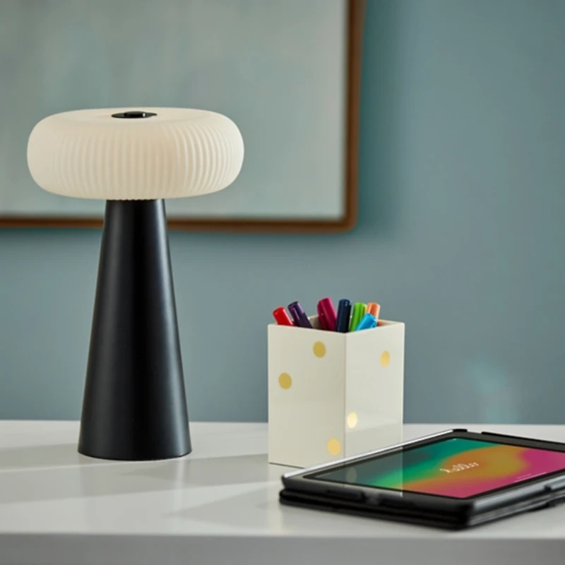 LED Cordless Lamp with Round Shade