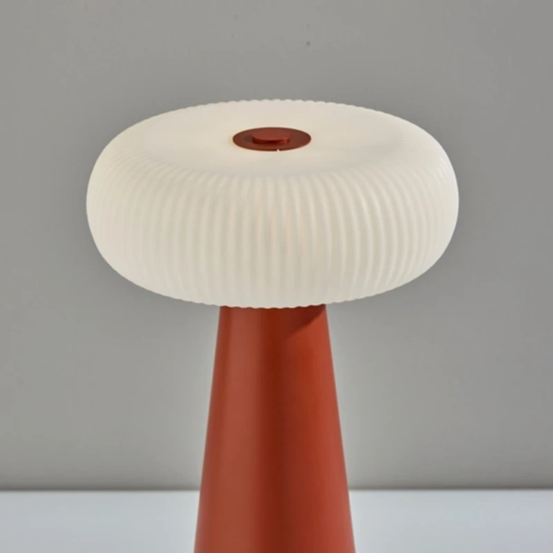 Brown LED Cordless Lamp with Round Shade