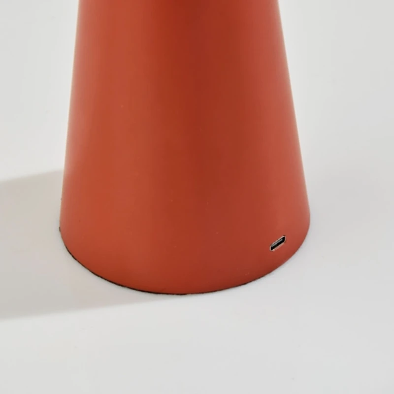 Brown LED Cordless Lamp with Round Shade