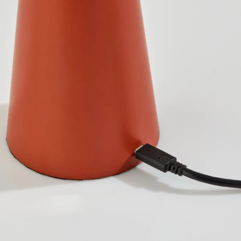 Brown LED Cordless Lamp with Round Shade