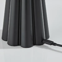 Black Scalloped LED Cordless Lamp