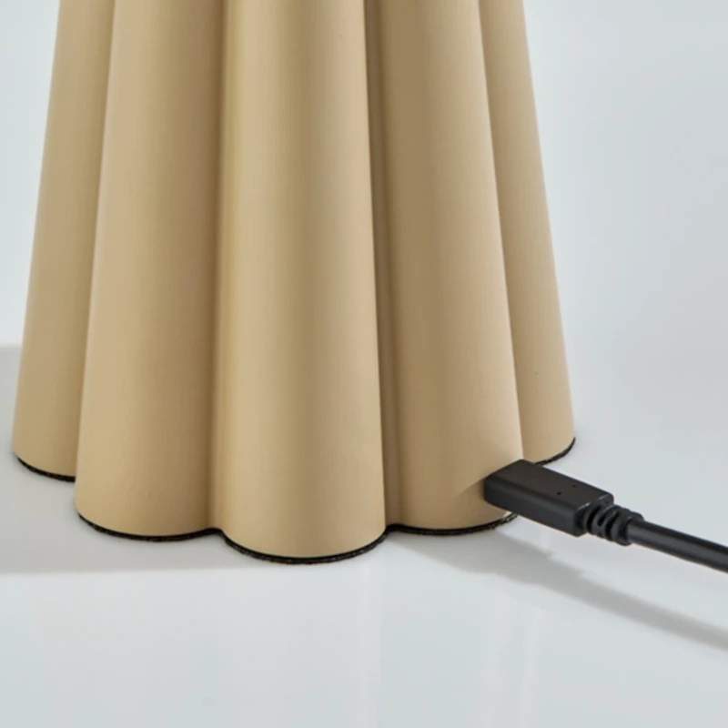 Taupe Scalloped LED Cordless Lamp