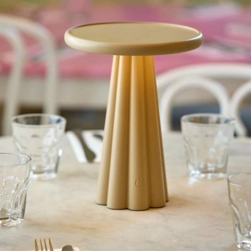 Taupe Scalloped LED Cordless Lamp