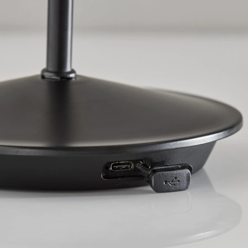 Black Metal Rattan Shade Cordless Table Lamp