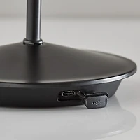 Black Metal Rattan Shade Cordless Table Lamp