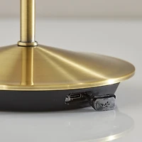 Brass Metal Rattan Shade Cordless Table Lamp