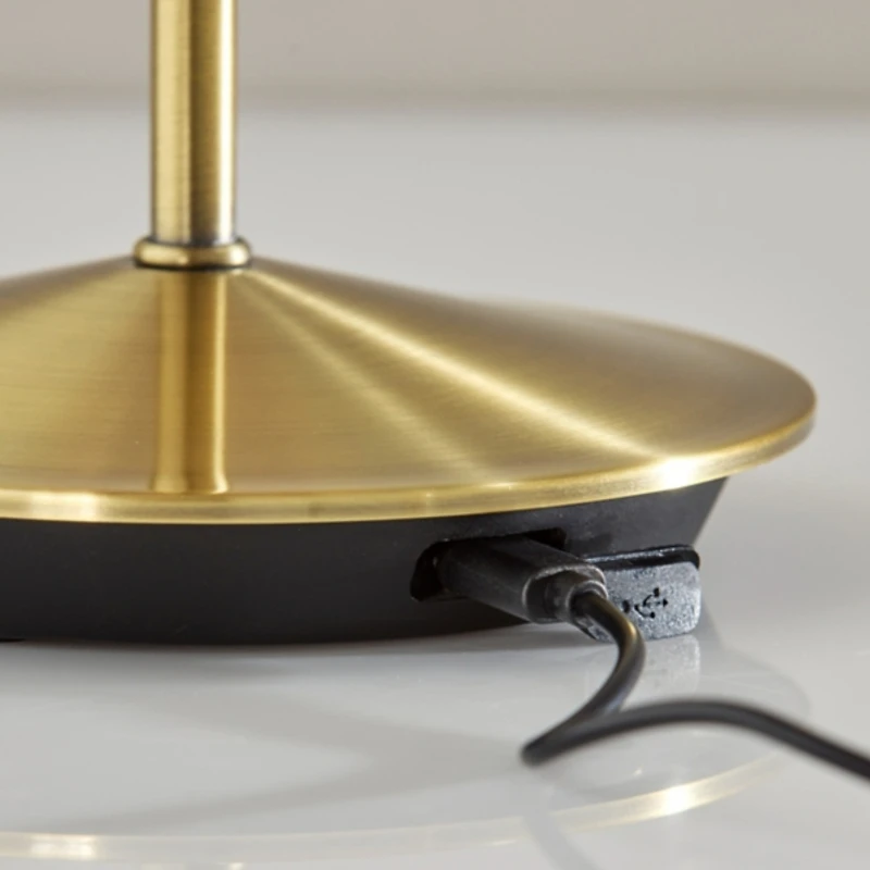 Brass Metal Rattan Shade Cordless Table Lamp