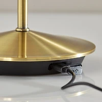 Brass Metal Rattan Shade Cordless Table Lamp