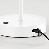 White Metal Scalloped Shade Cordless Table Lamp