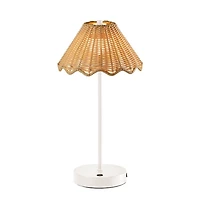 White Metal Scalloped Shade Cordless Table Lamp