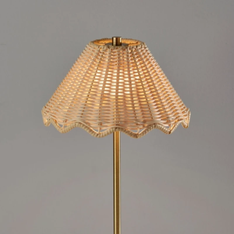 Brass Metal Scalloped Shade Cordless Table Lamp