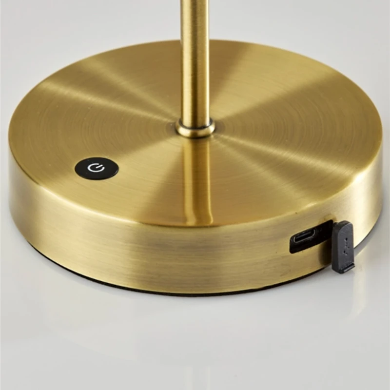 Brass Metal Scalloped Shade Cordless Table Lamp