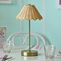 Brass Metal Scalloped Shade Cordless Table Lamp