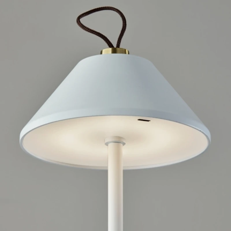 White Metal Frosted Light Cordless Table Lamp