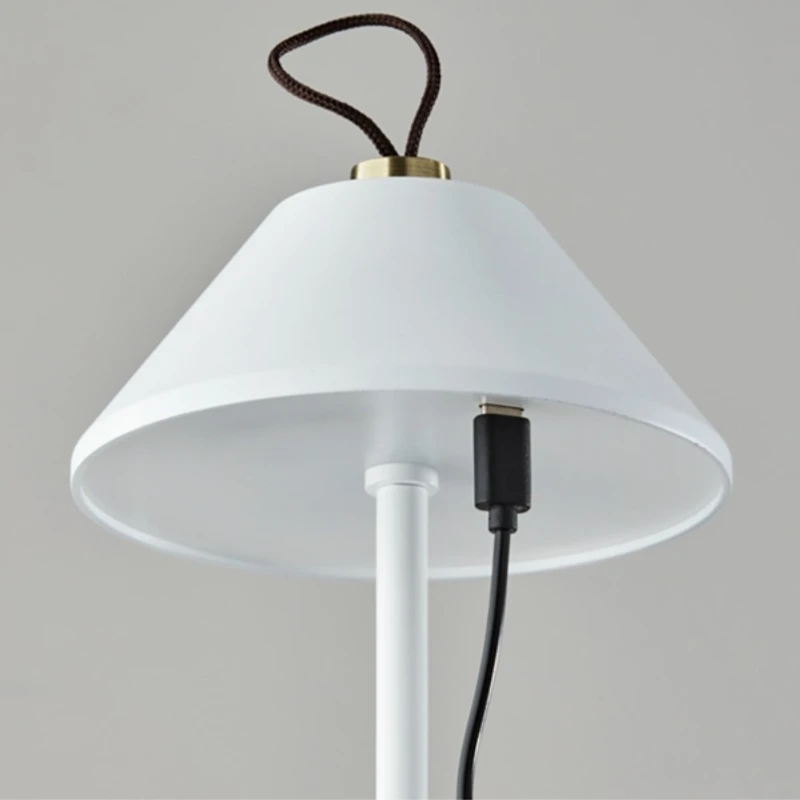 White Metal Frosted Light Cordless Table Lamp