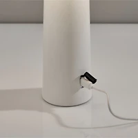 White Metal Dome Frosted Light Cordless Table Lamp