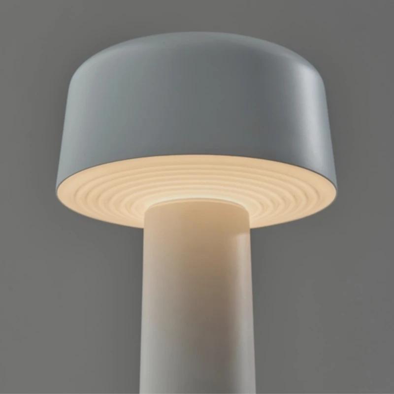 White Metal Dome Frosted Light Cordless Table Lamp