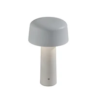 White Metal Dome Frosted Light Cordless Table Lamp