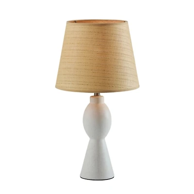 Ivory Ceramic Woven Rattan Shade Table Lamp