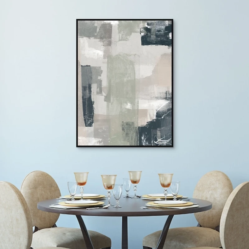 Blue and Gray Abstract Framed Canvas Art Print