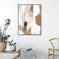 Soft Tan Shapes Framed Canvas Art Print