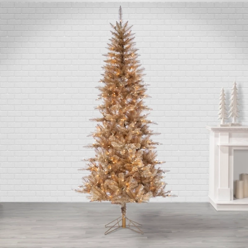 7.5 ft. Pre-Lit Gold Tinsel Christmas Tree