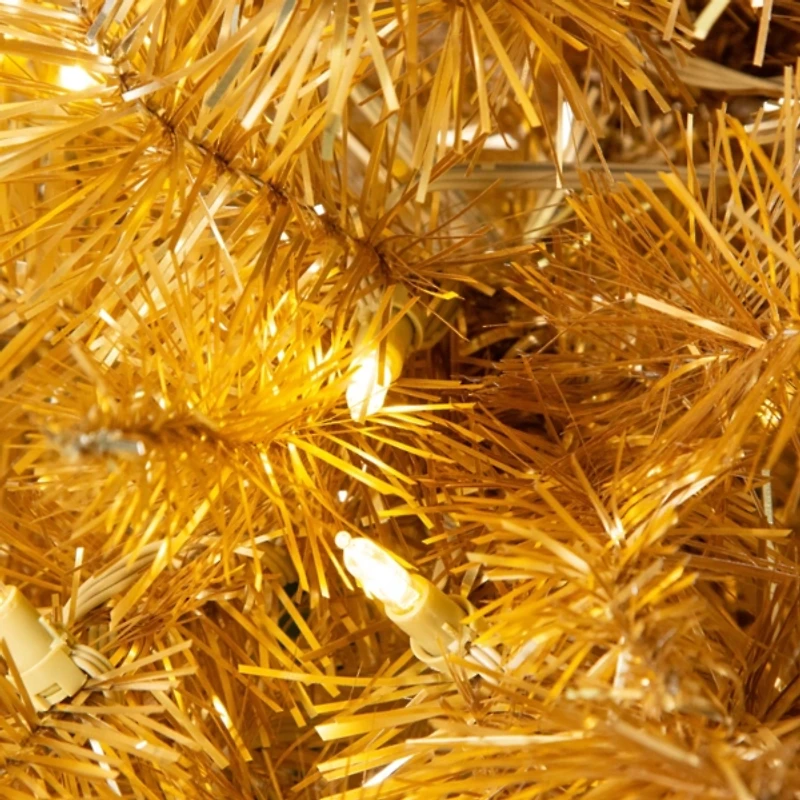 7.5 ft. Pre-Lit Gold Tinsel Christmas Tree