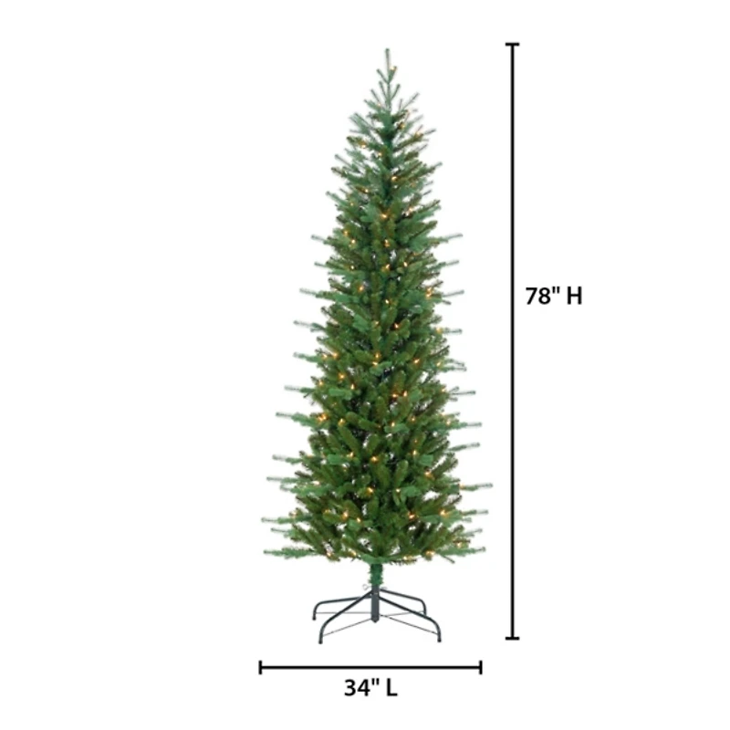 6.5 ft. Pre-Lit Narrow Dover Pine Christmas Tree