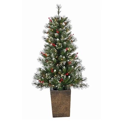 4 ft. Pre-Lit Glacier Pine Potted Christmas Tree