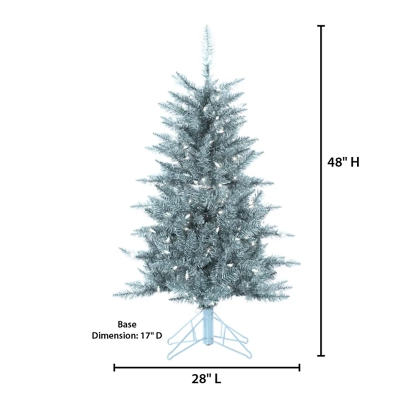 4 ft. Pre-Lit Silver Tinsel Christmas Tree