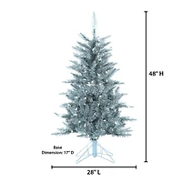 4 ft. Pre-Lit Silver Tinsel Christmas Tree