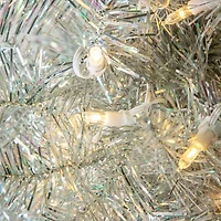 4 ft. Pre-Lit Silver Tinsel Christmas Tree