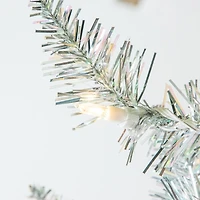 4 ft. Pre-Lit Silver Tinsel Christmas Tree