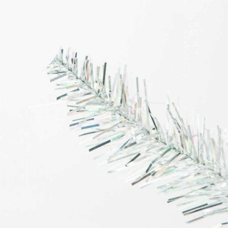 4 ft. Pre-Lit Silver Tinsel Christmas Tree