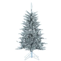 4 ft. Pre-Lit Silver Tinsel Christmas Tree