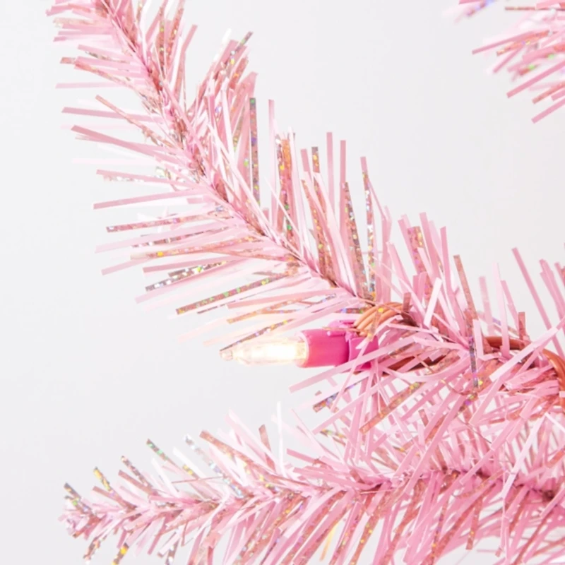 7.5 ft. Pre-Lit Pink Tinsel Christmas Tree