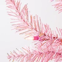 7.5 ft. Pre-Lit Pink Tinsel Christmas Tree
