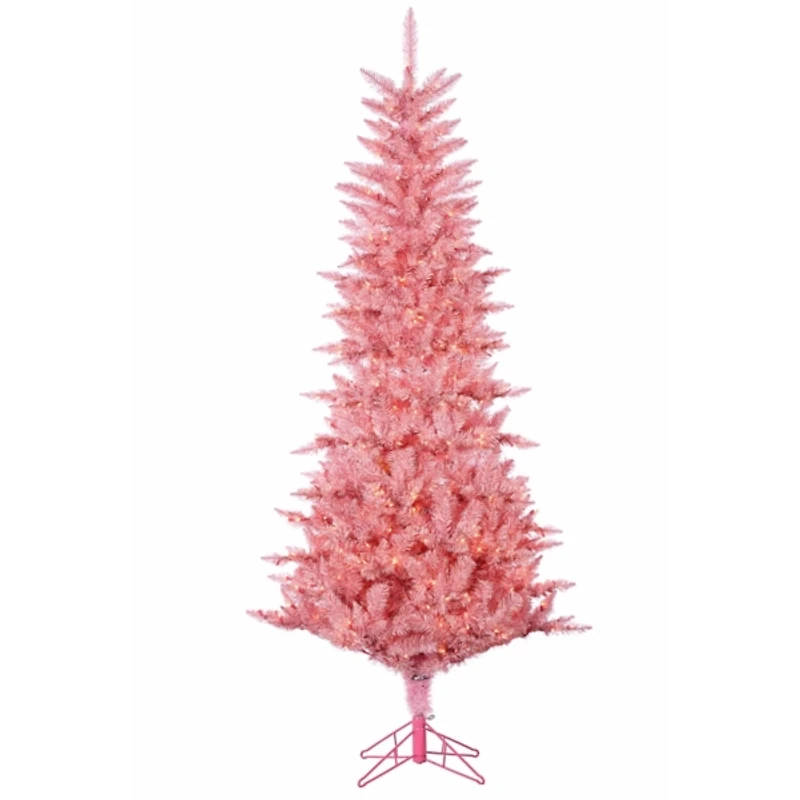 7.5 ft. Pre-Lit Pink Tinsel Christmas Tree