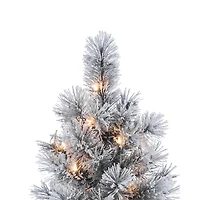 4.5 ft. Pre-Lit Flocked Potted Pine Christmas Tree