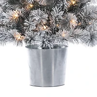 4.5 ft. Pre-Lit Flocked Potted Pine Christmas Tree