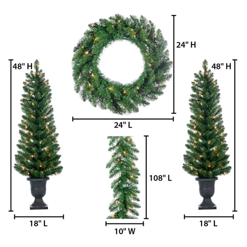 Pre-Lit Vancouver Pine 4-pc. Christmas Floral Set