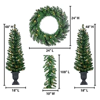 Pre-Lit Vancouver Pine 4-pc. Christmas Floral Set