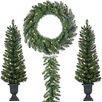 Pre-Lit Vancouver Pine 4-pc. Christmas Floral Set
