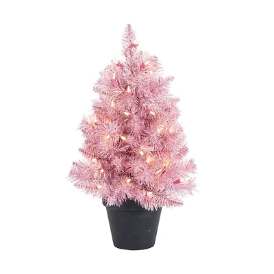 2 ft. Pre-Lit Pink Christmas Tree Arrangement