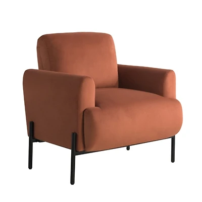 Rust Velvet Upholstered Knox Accent Chair