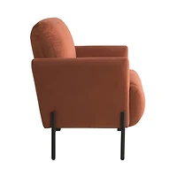 Rust Velvet Upholstered Knox Accent Chair